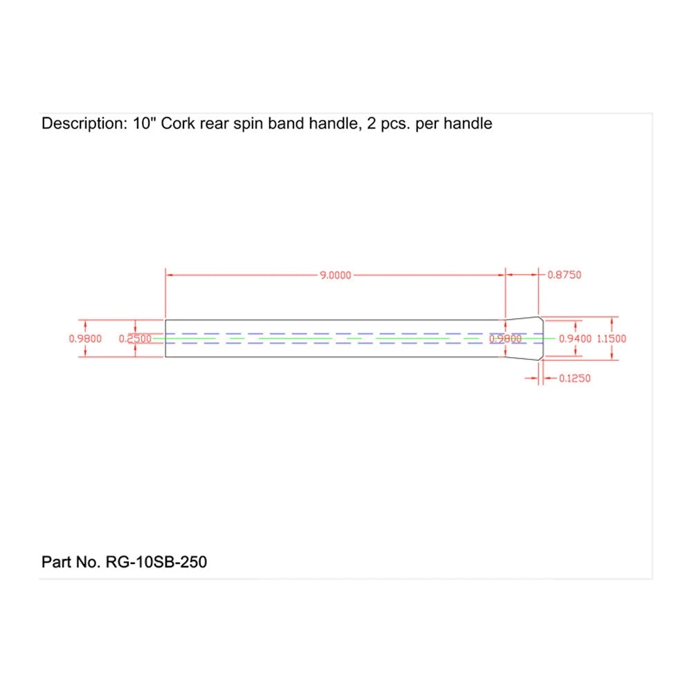 Cork Rear Spin Band Grips - 10" Super Grade 4 Cork Rear Spin Band Grips - 10" Super Grade - Image 2